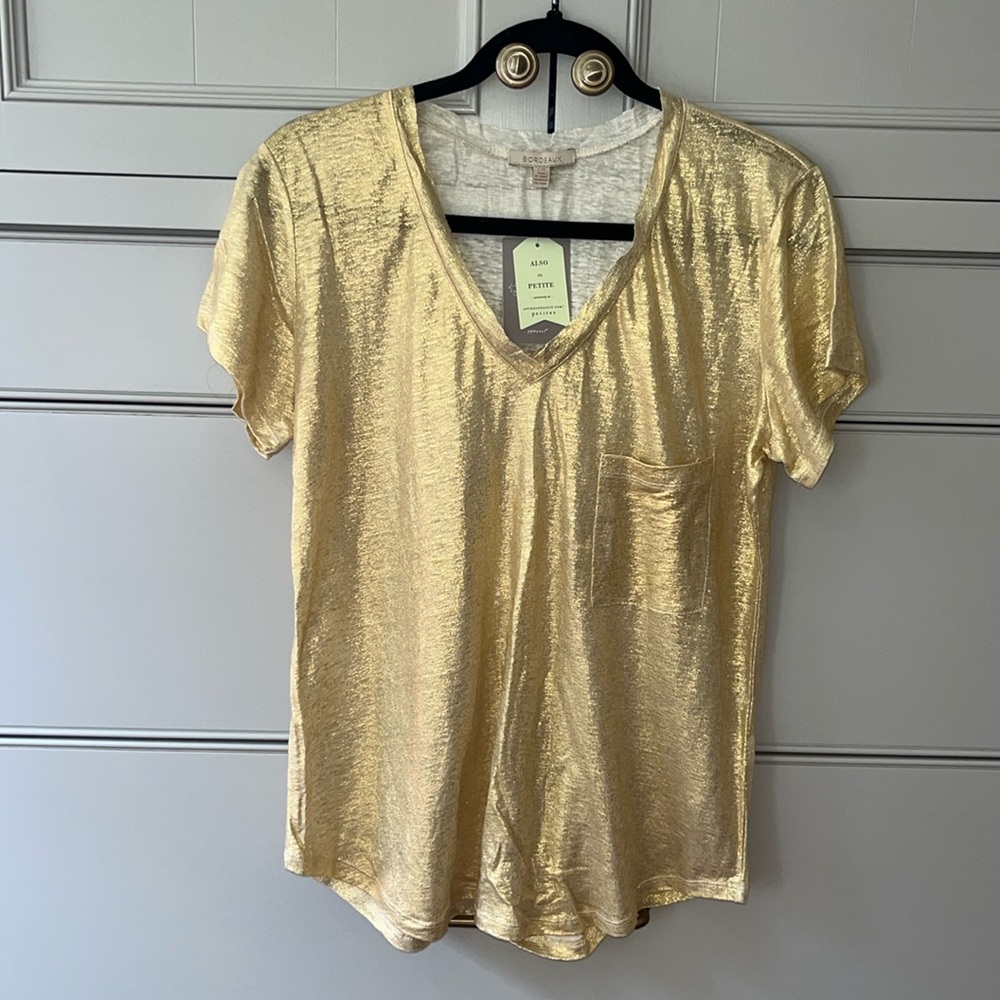 NWT Bordeaux (Anthropologie) gold top size L